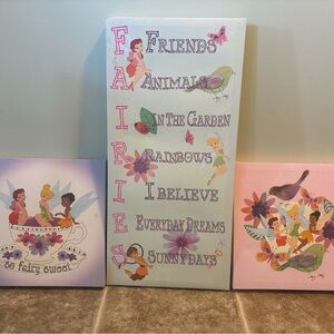 Tinkerbell Themed Canvas Art Set